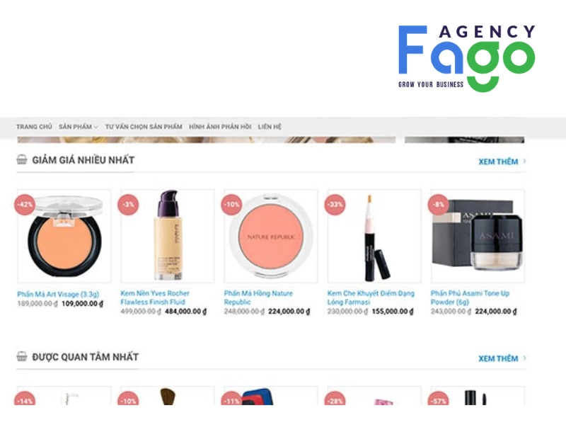 Một số mẫu thiết kế website mỹ phẩm tại Fago Agency