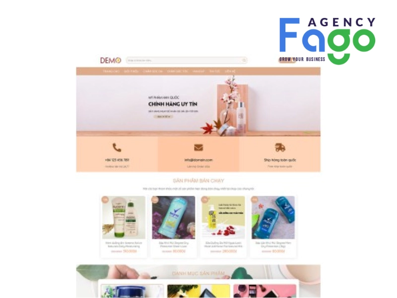 Thiết kế website mỹ phẩm mẫu tại Fago Agency